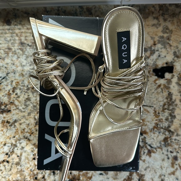 AQUA Leah Ankle Tie High Heel Sandals - Picture 5 of 10